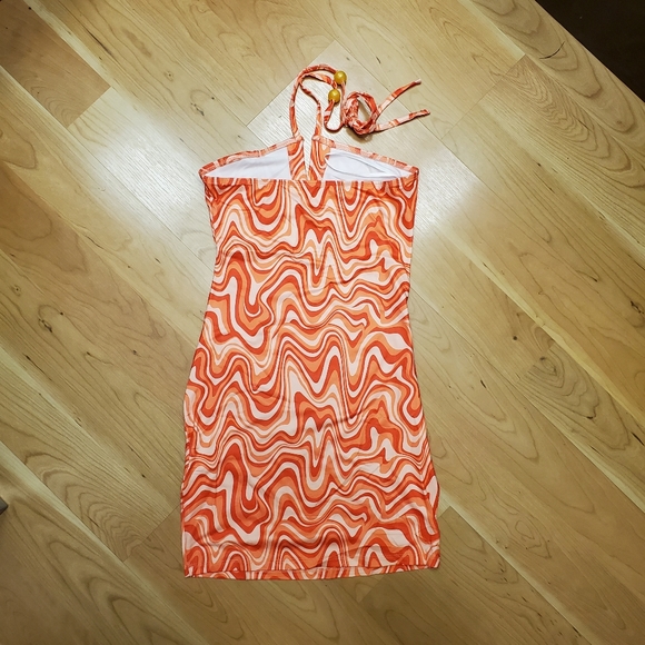 NWOT Retro Print Backless Halter BodyCon Dress Size 6 (Med) Y2K R… - Picture 8 of 11